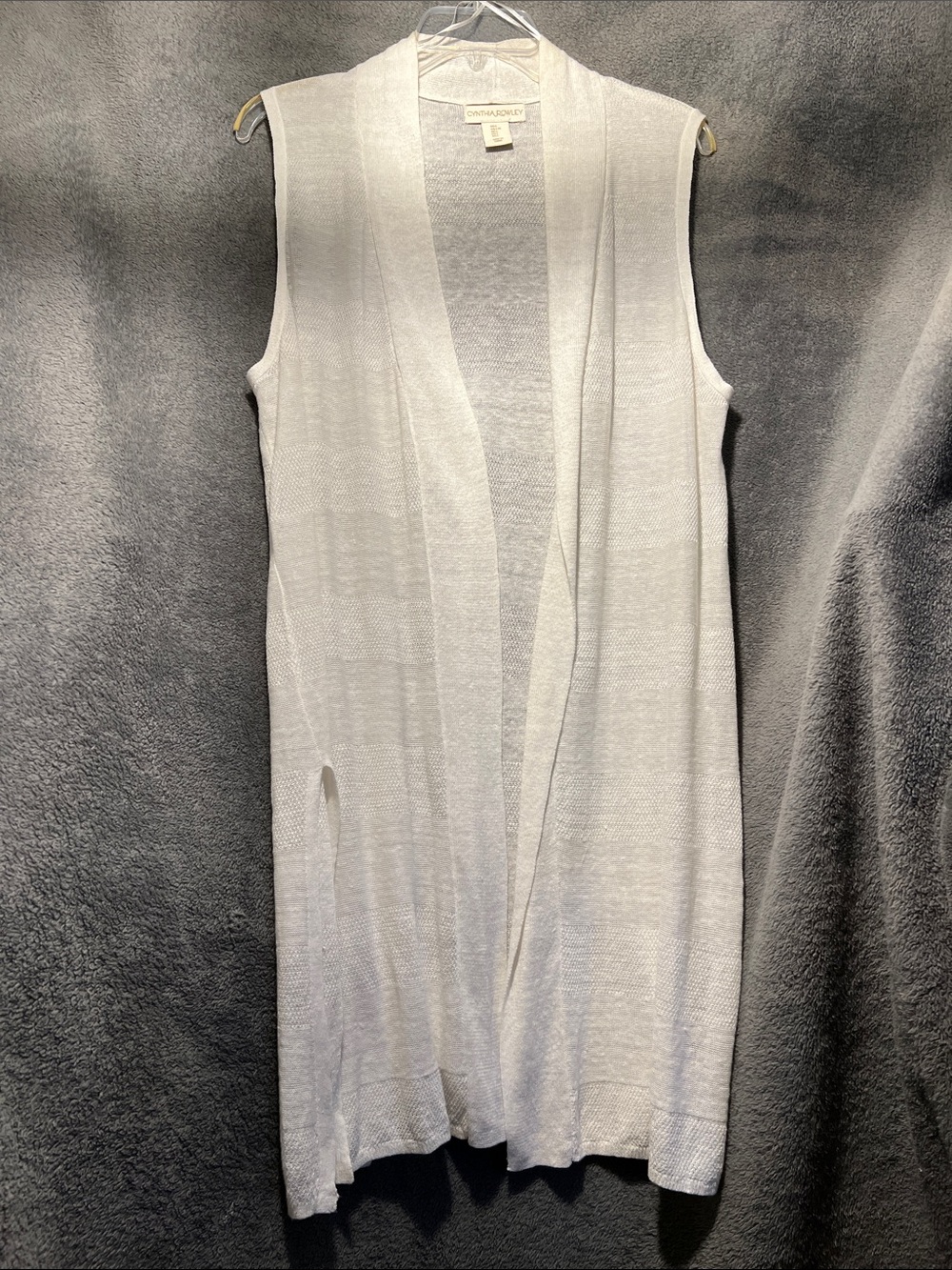 Cynthia Rowley Sleeveless Long Open-Front Vest in White